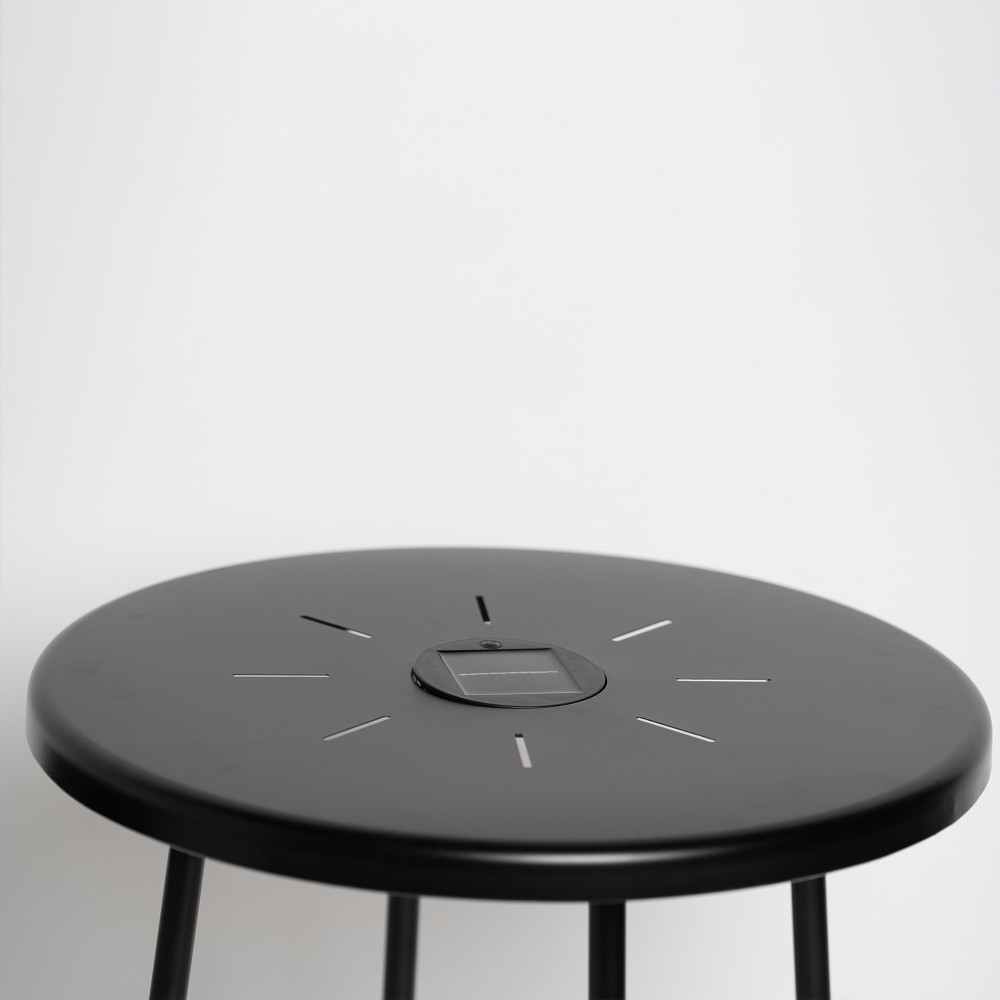 2 Pack Solar Powered Side Table with LED Light Outdoor Indoor Nesting Round End