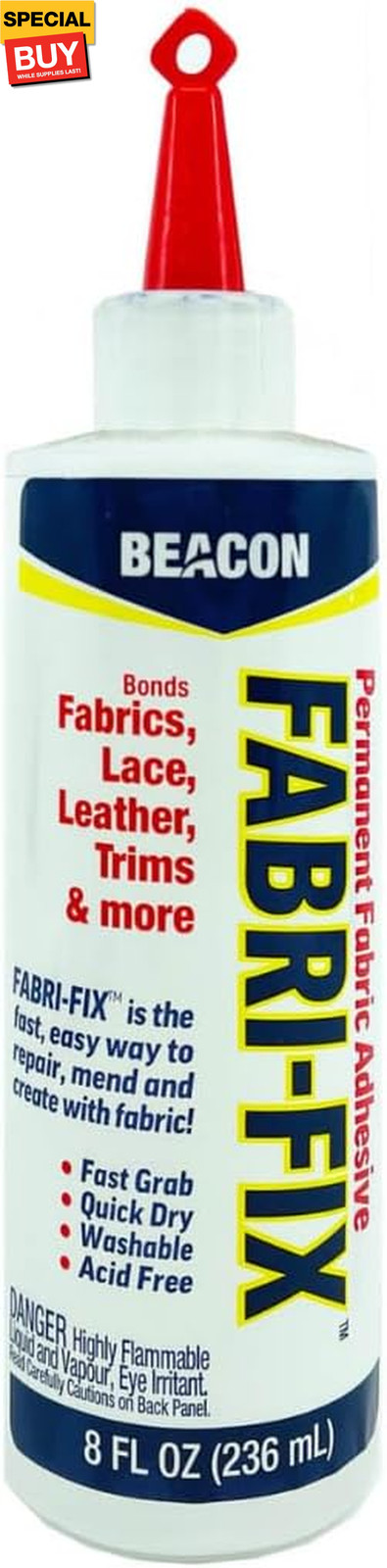 Fabri-Fix Bonding Solution - Fast Grab & Quick Dry for Fabric, Leather & More -