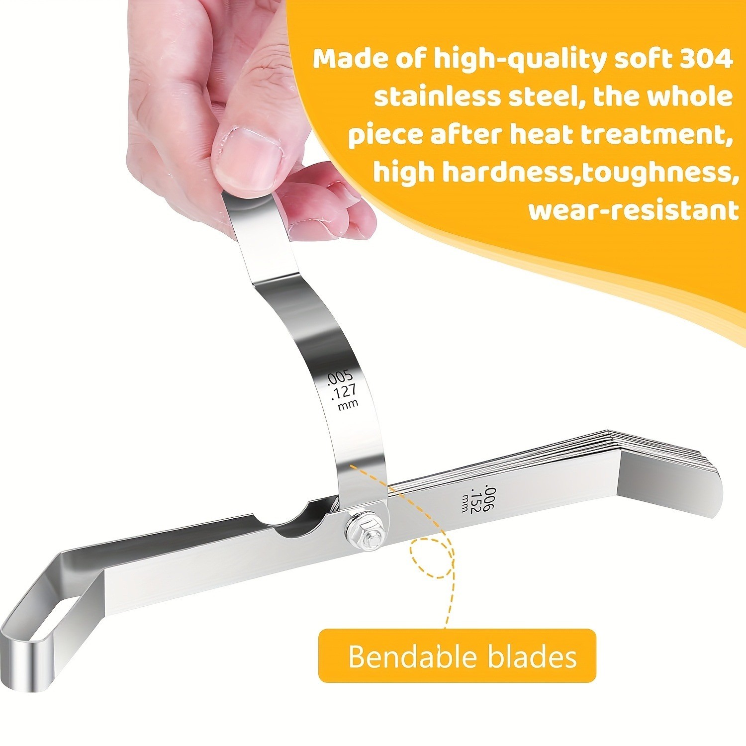 Stainless Steel 16x Blade Feeler Gauge Valve Offset Feeler Gauge Measuring Tool