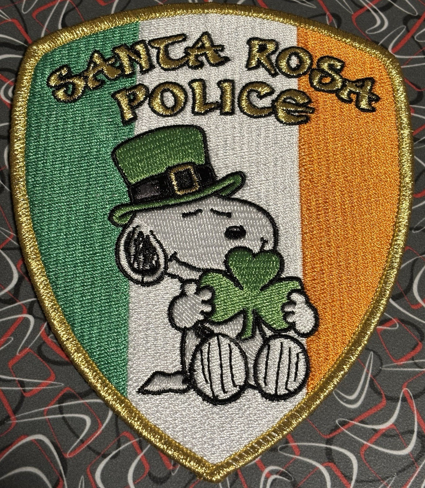 Santa Rosa Police California St. Patrick’s Day Snoopy Irish Flag Patch Single