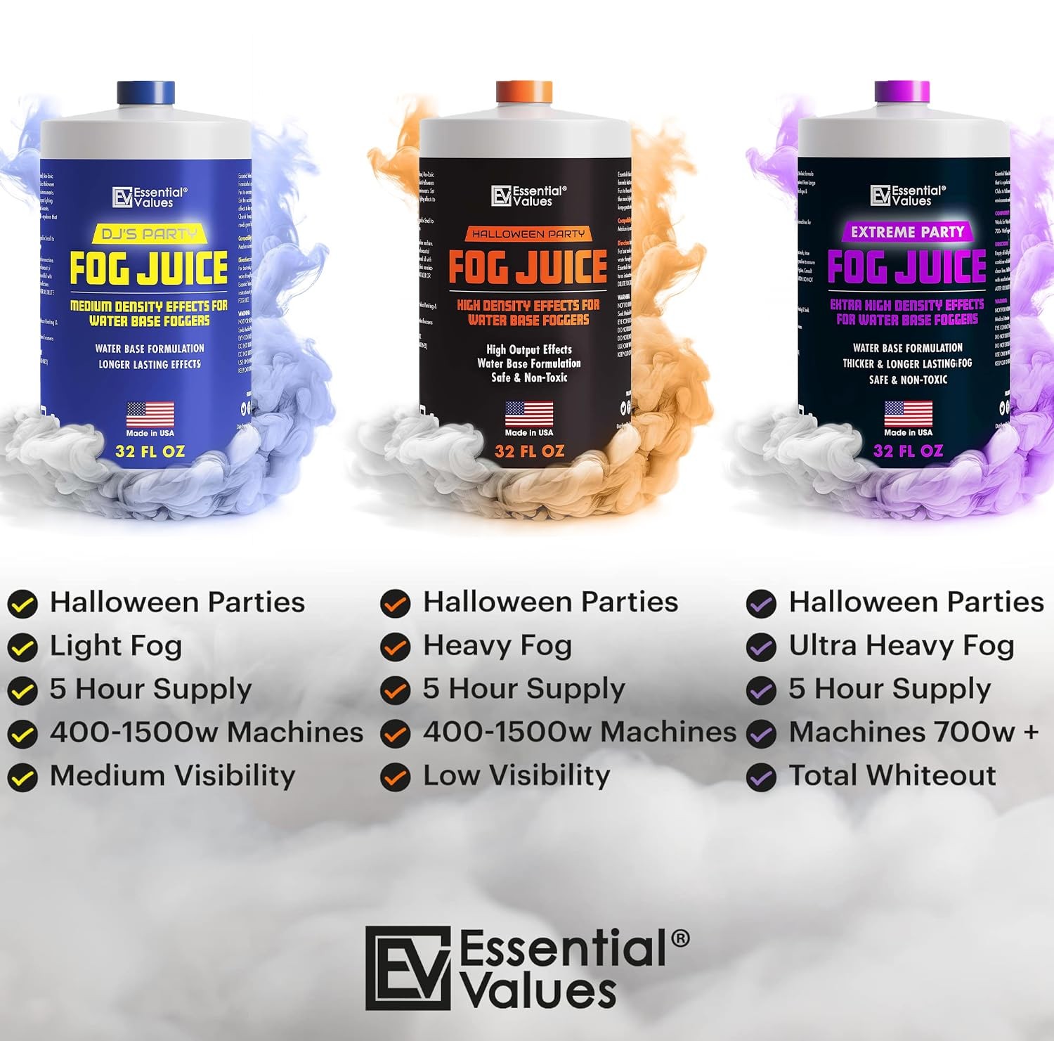 Essential Values Fog Machine Liquid - 32 fl oz - Extra High Density