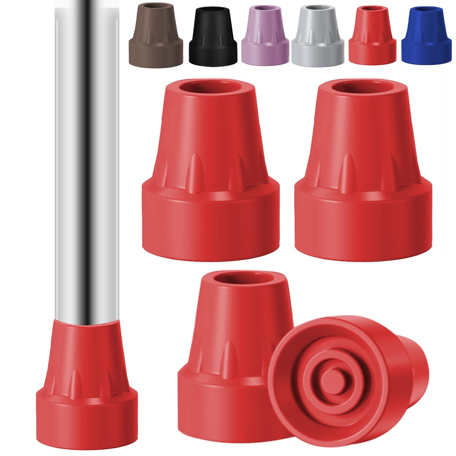 4 Pack Replacement Rubber Cane Tips 3/4 Inch Heavy Duty Rubber Crutch Tips No