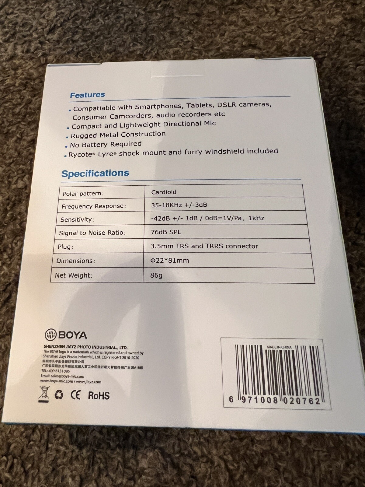 Boya BY-Mm1 Universal Cardiod Microphone New
