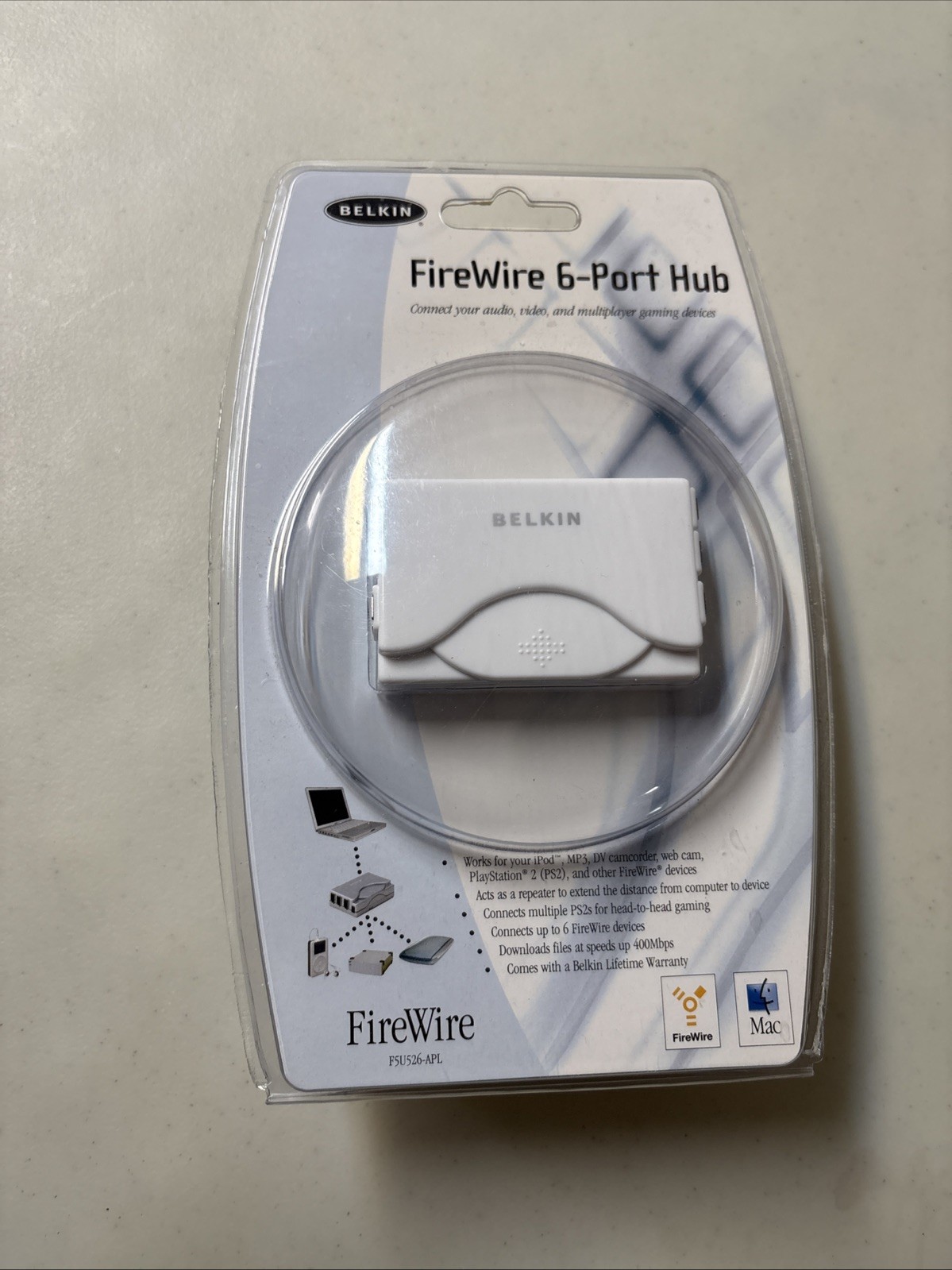 Belkin FireWire 6-Port Hub F5U526-APL T6652LL New Sealed iPod MP3 Ps2