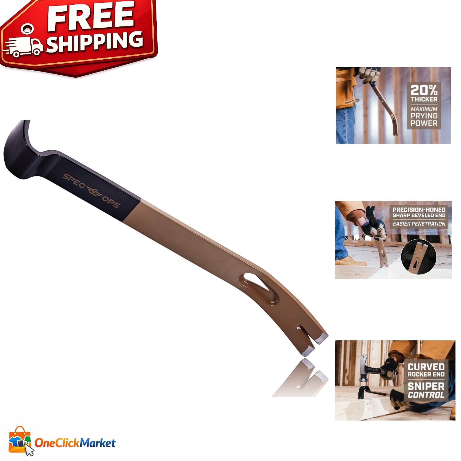 Durable 15-Inch Flat Pry Bar with Superior Prying Power & Drop-Tested Steel
