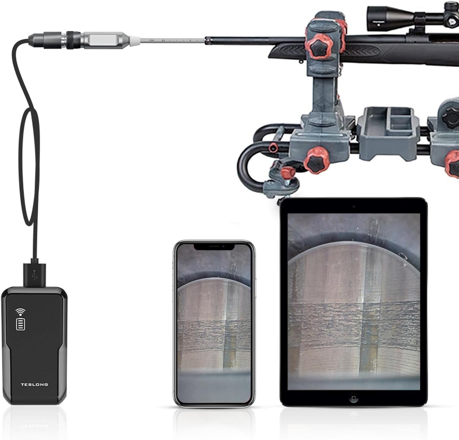 Teslong 0.2inch Rigid Rifle Borescope Endoscope WiFi for iPhone iPad Android