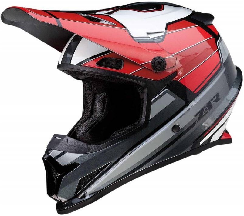New OEM ZIR Rise MC Off-Road Helmet, Color Red/Gray, Size 2XL - 01107213