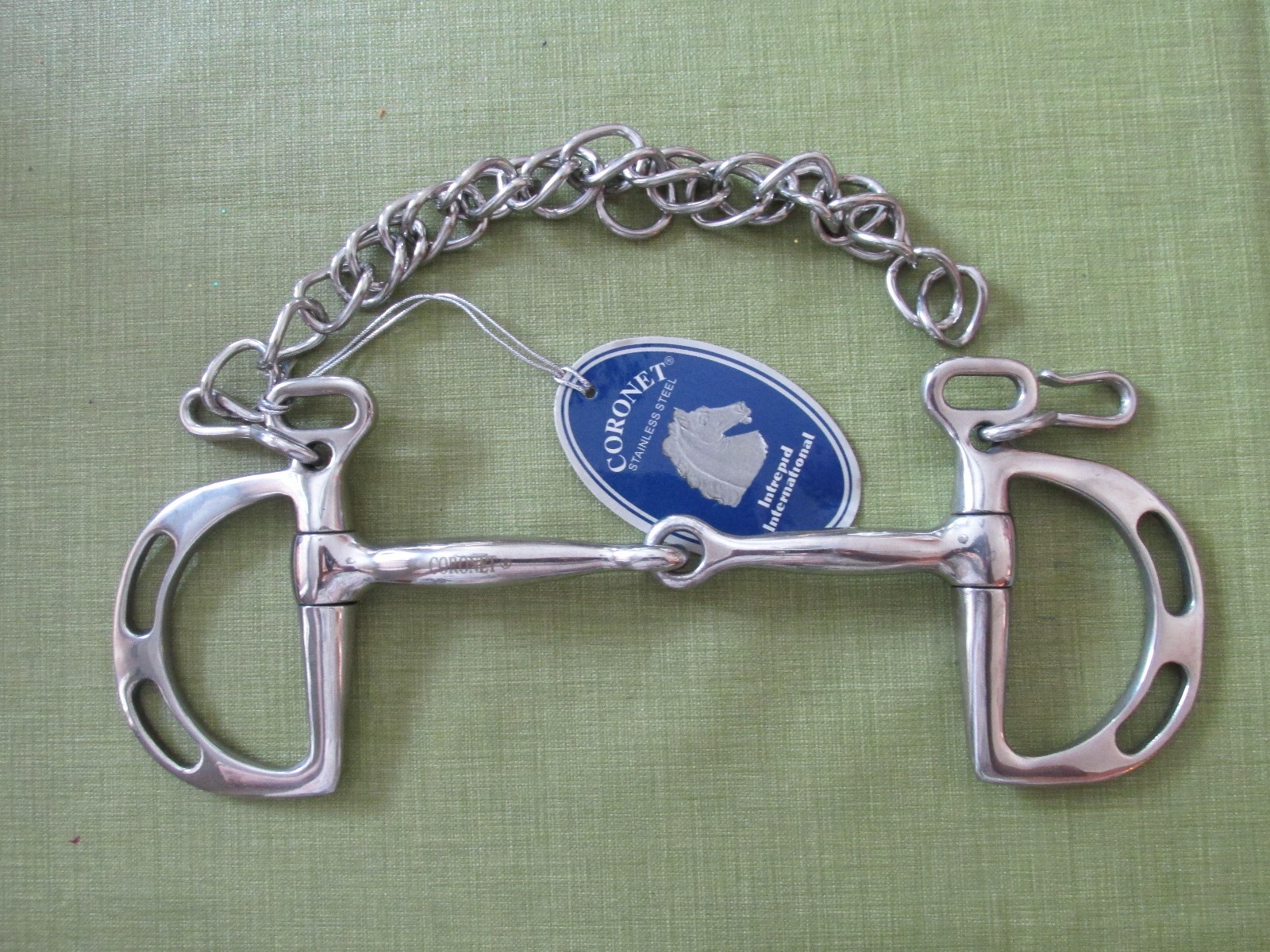 Kimberwick bit Stainless Steel with snaffle mouth and chin chain 5"