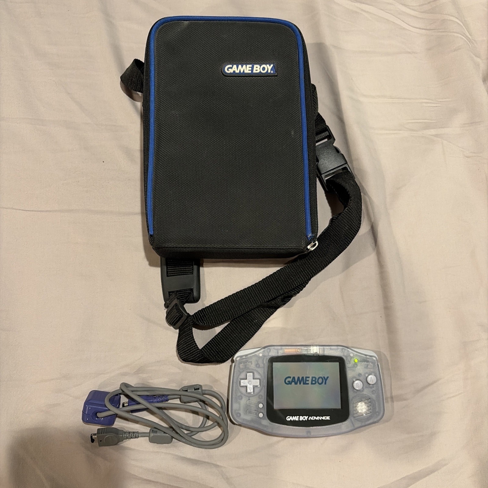 Nintendo Game Boy Advance Clear Purple AGB-001 + Carrying Case BUNDLE