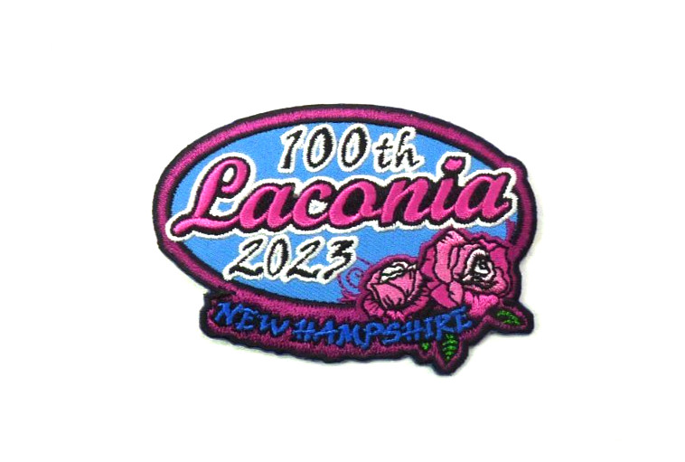100'th Laconia 2023 New Hampshire Pink, Blue Small Patch.