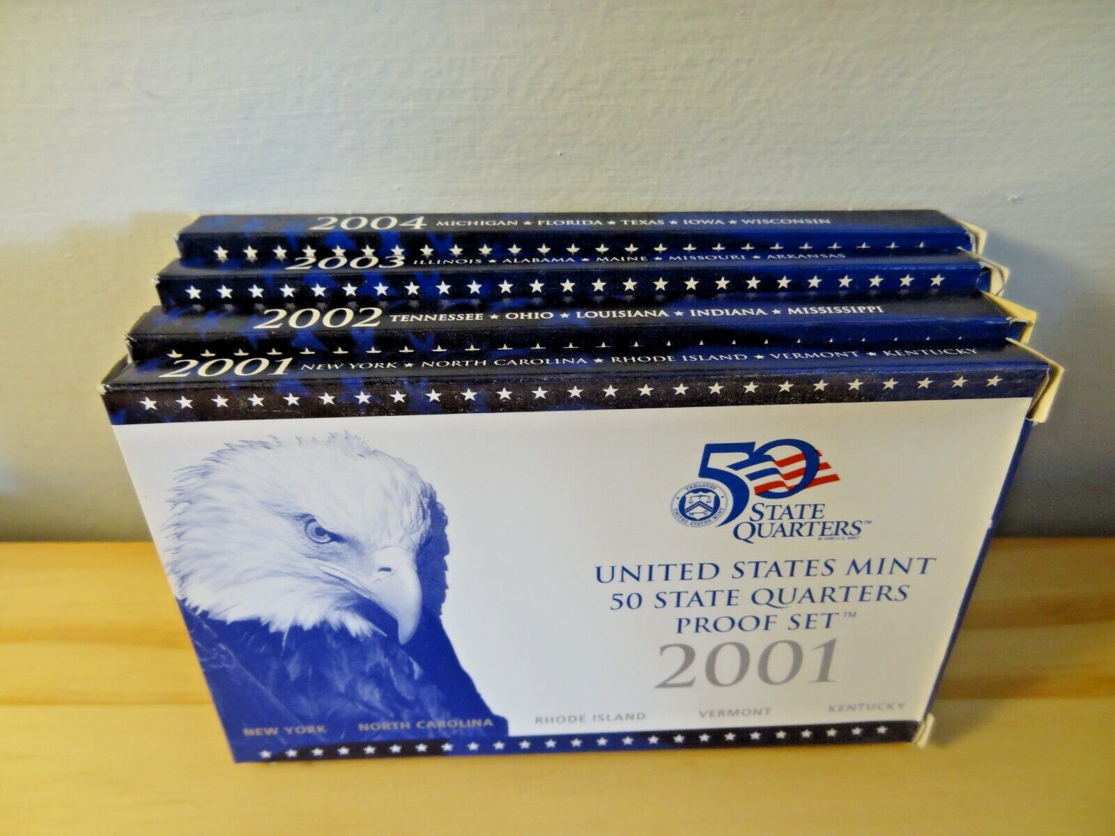 01, 02,03,04 S Clad PROOF Quarter Sets in Original US Mint boxes (4)