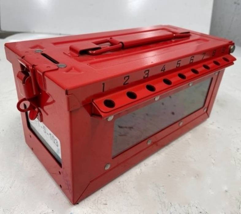 Master Lock Lockout Box, S601 Group, Red w/ Window, #98628