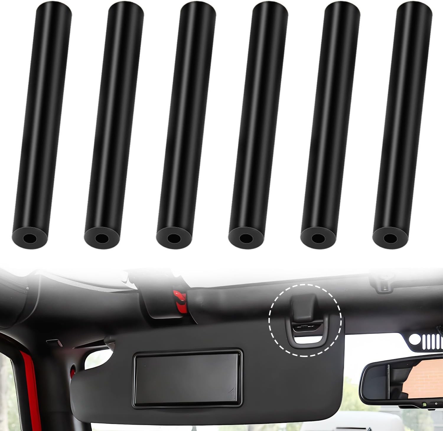 6 Pack Of Sun Visor Repair Kit For 2007-2017 Jeep Wrangler JK JKU Black