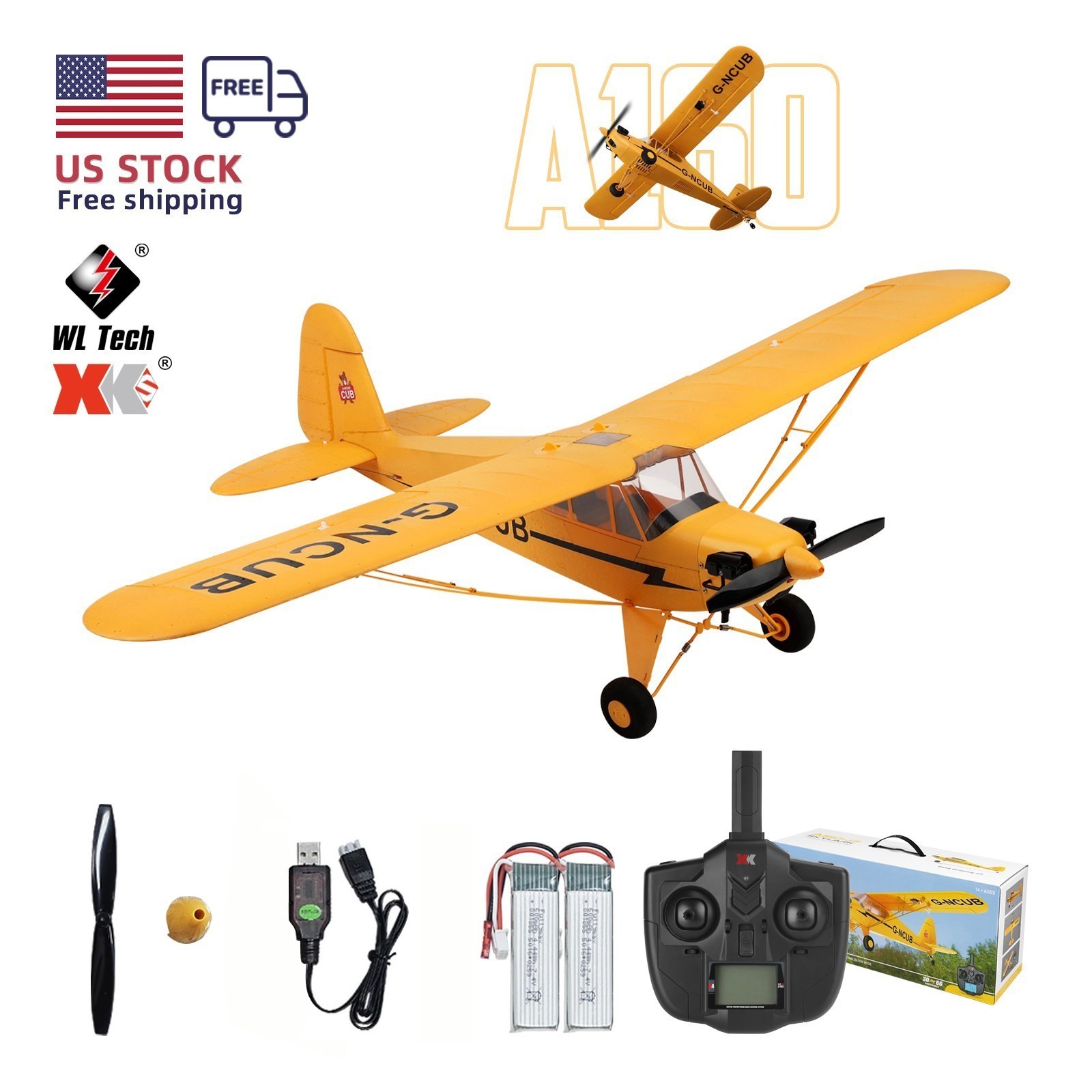 WLtoys XKS A160 Brushless RC Plane 3D/6G Modes, 2.4G 5CH RC Airplane,2 Batteries
