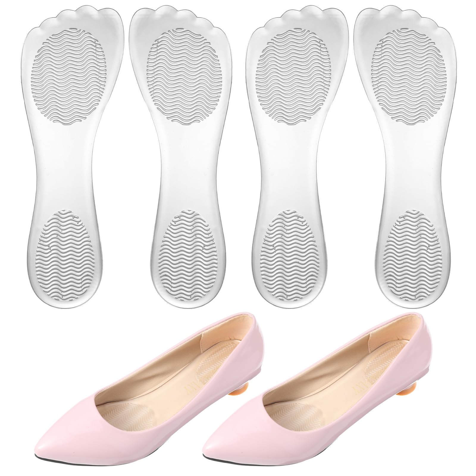 2 Pairs High Heel Inserts for Women, Clear Gel Insoles, Self Adhesive Gel Sho...