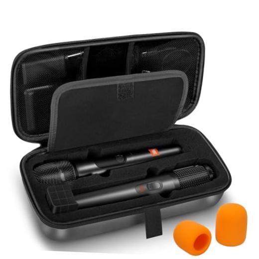 Microphone Case Compatible with JBL Wireless Two Upgrade-Grey Oxford+diy Foam