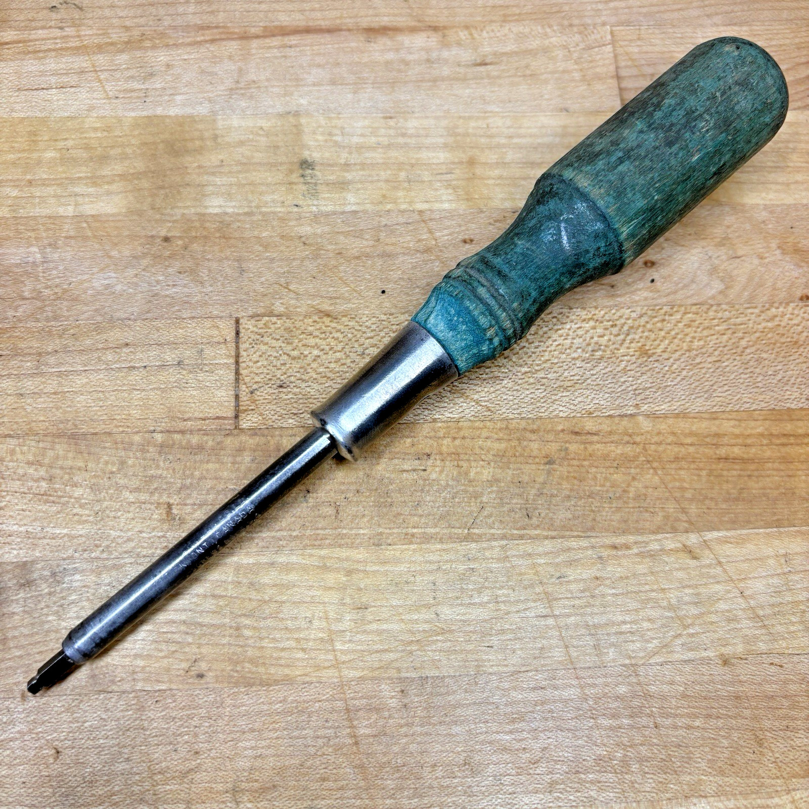 Vintage Robertson Screwdriver No. 2, Wood Handle, Made In Canada, Square Drive