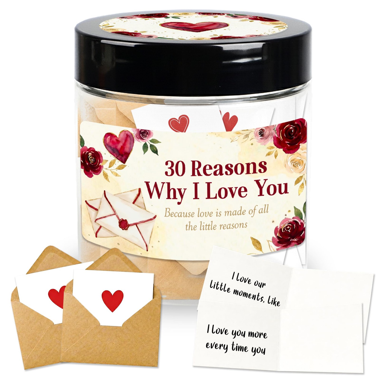 LINHARA 30 Reasons Why I Love You Jar, 2.75 x x 3.15 inches,
