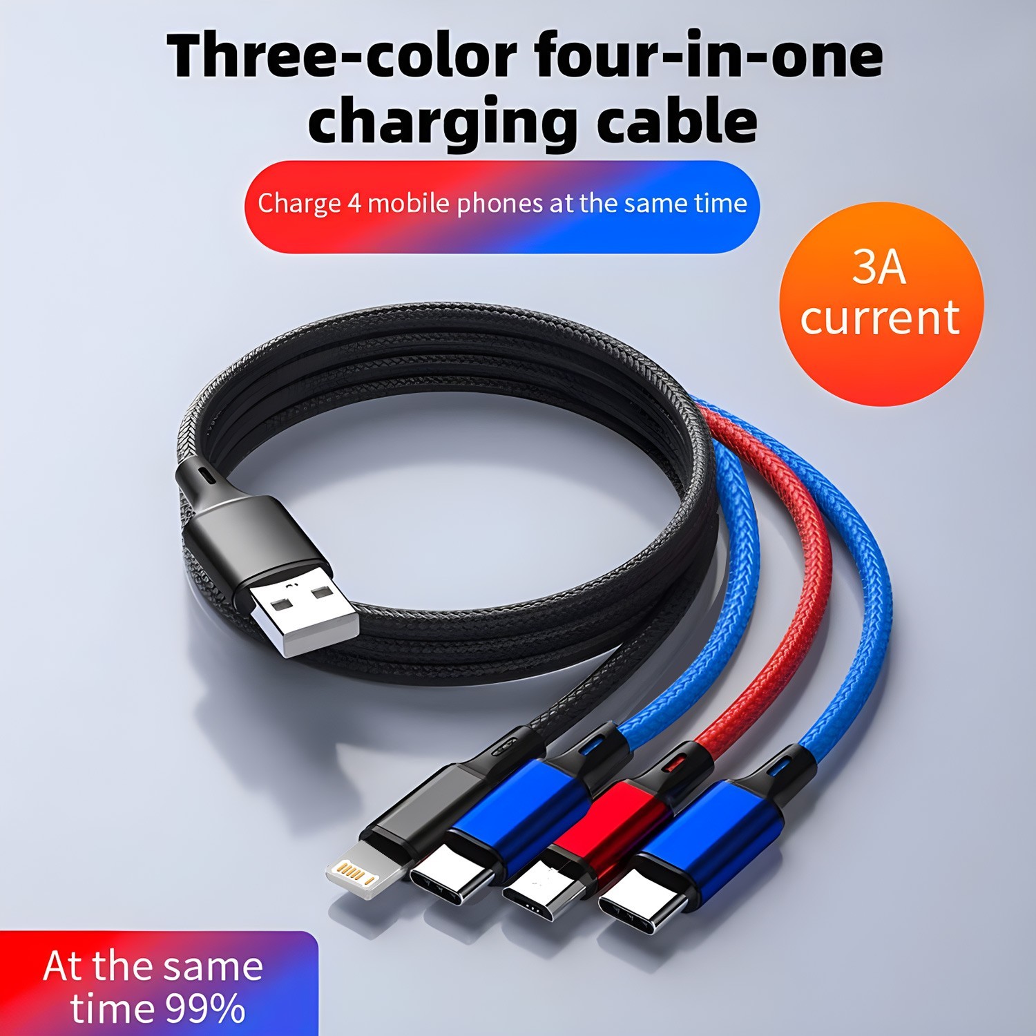 4 in 1 Multi USB Charging Cable Fast Charger Cord For iPhone Type C Micro