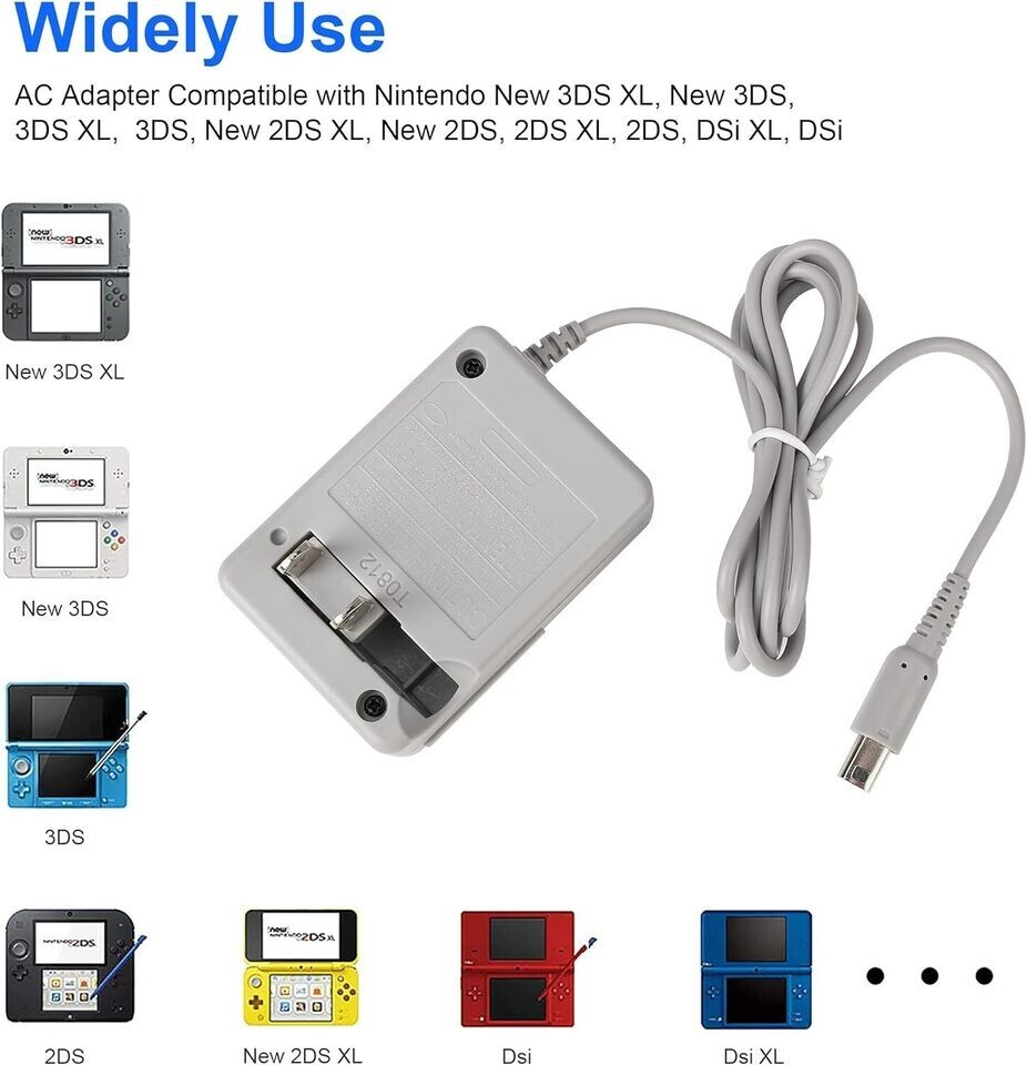 AC Adapter Home Wall Charger Cable Power Plug for Nintendo DSi/ 2DS/ 3DS/ DSi XL