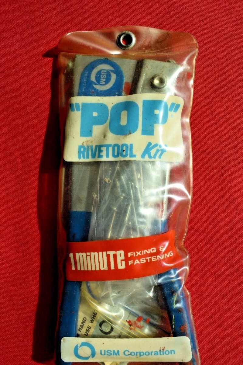 Vintage USM Pop Rivet Rivetool Tool Kit with Case & Bag of Pop Rivet (FVS032062)