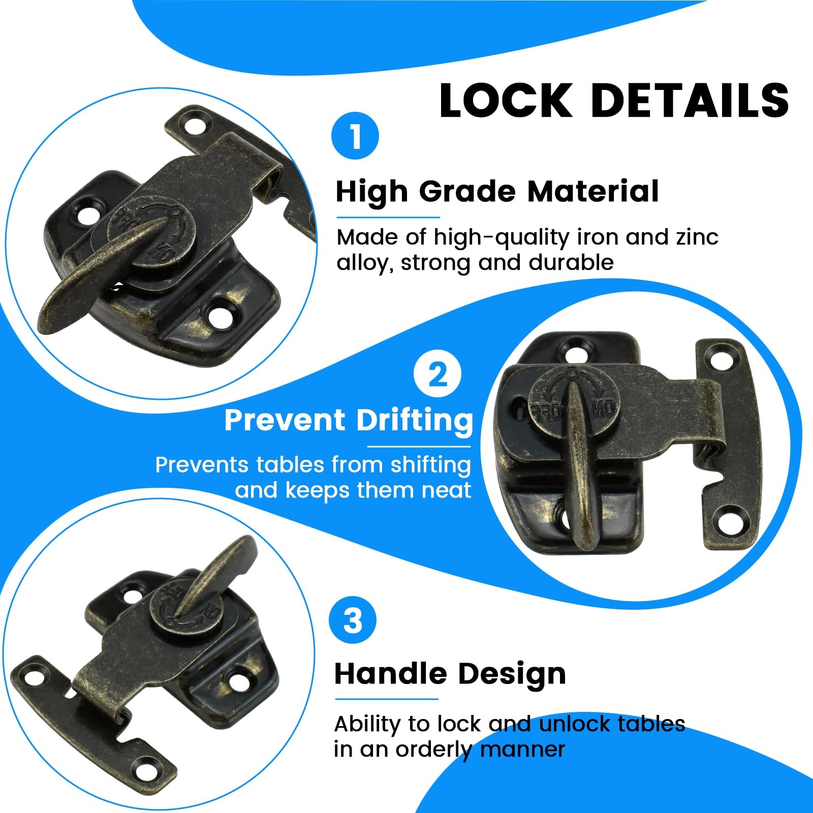 SDTC Tech 2 Pack Dining Table Locks Heavy Duty Dining Training Table Latches ...