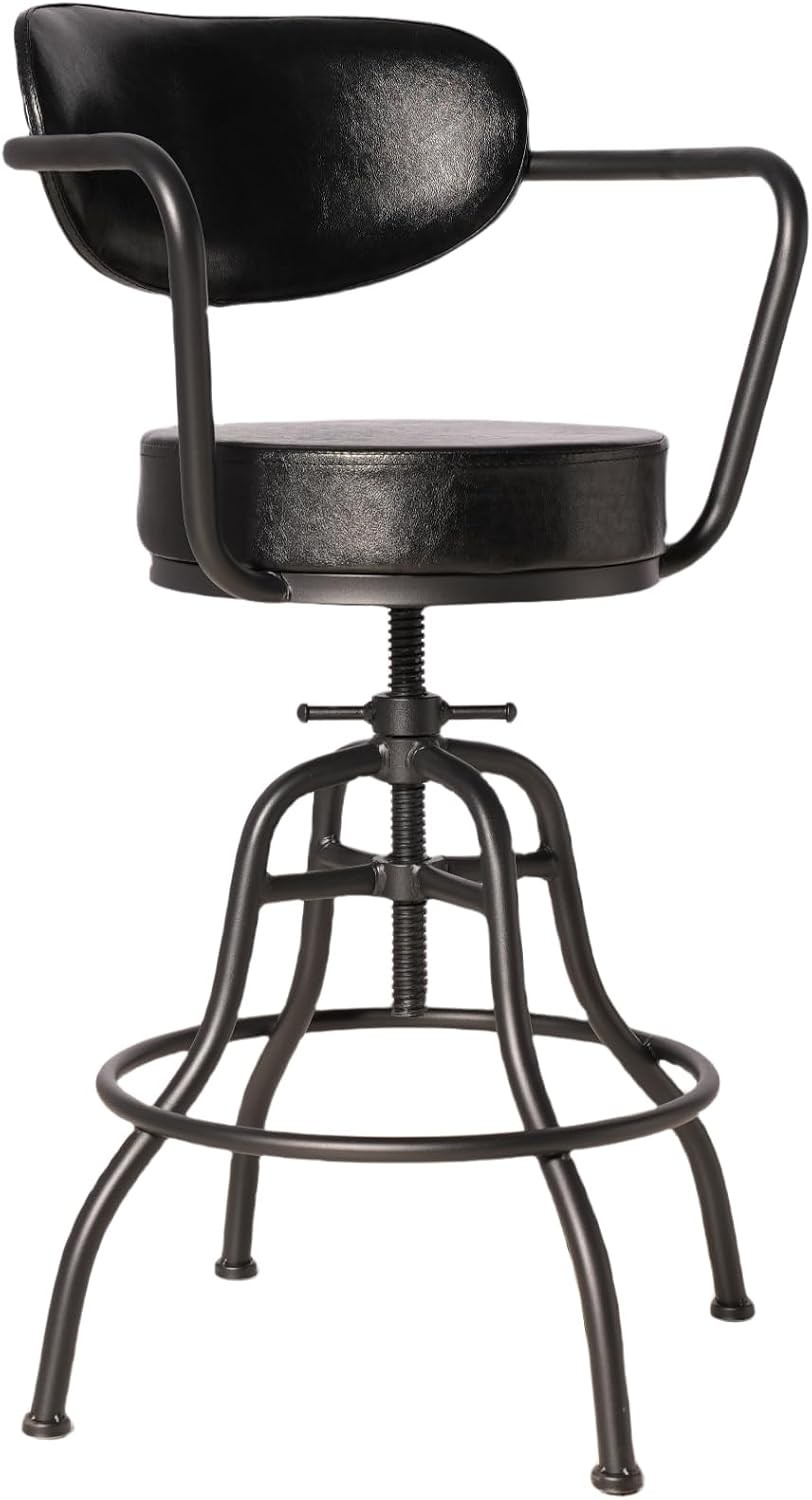 Industrial Modern Bar Stool w/ Back & Armrest