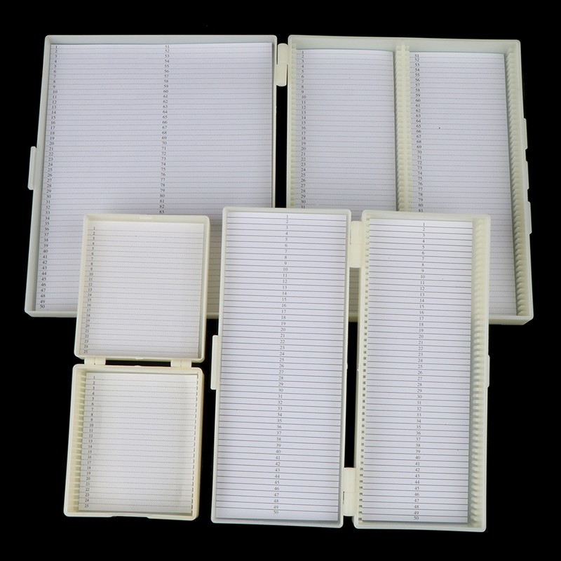 Plastic Microscope Glass Slide Box 25/50/100pcs Biological Slices Storage Case