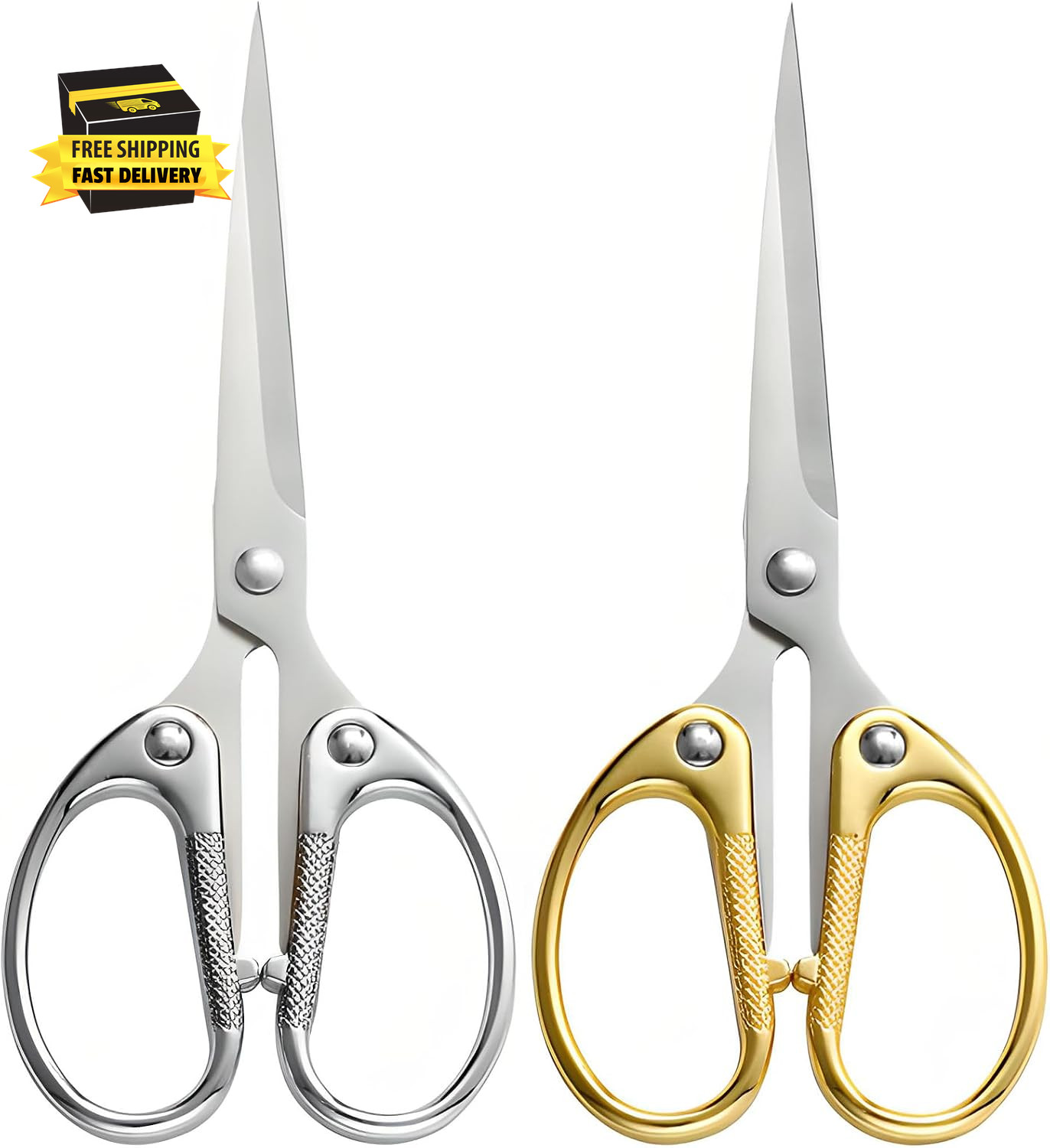Premium 4.72-Inch All Stainless Steel Office Scissors, Ultra-Sharp Multi-Purpose