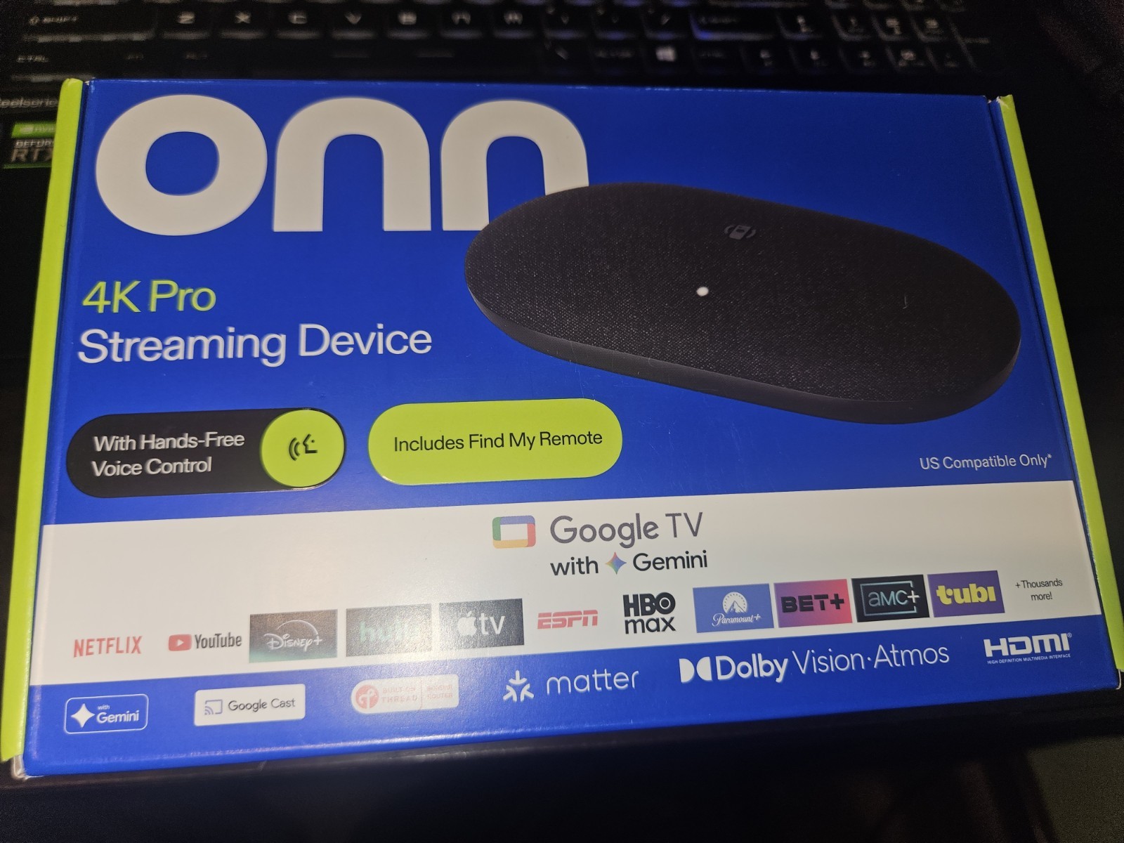 2026 model Onn. 4K Pro Streaming Device Google TV 32GB Dolby Vision Atmos NEW