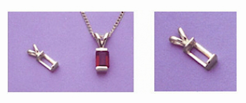 Shallow Rectangular Sterling Silver Tourmaline Pendant  Setting (4-17mm)