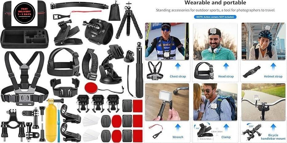 Kit de accesorios para cámara de acción 50 en 1 compatible con GoPro Hero 12 11.