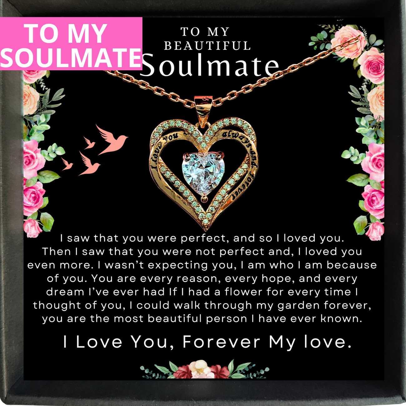 To My Soulmate/Wife Necklace Gift for Valentine Fiancée/Girlfriend Gifts for Her