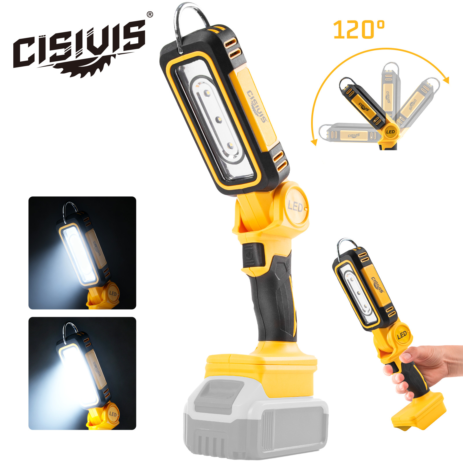 LED 30W 3000LM Flashlight Work Light Powered For DeWalt 20V Li-ion Battery.