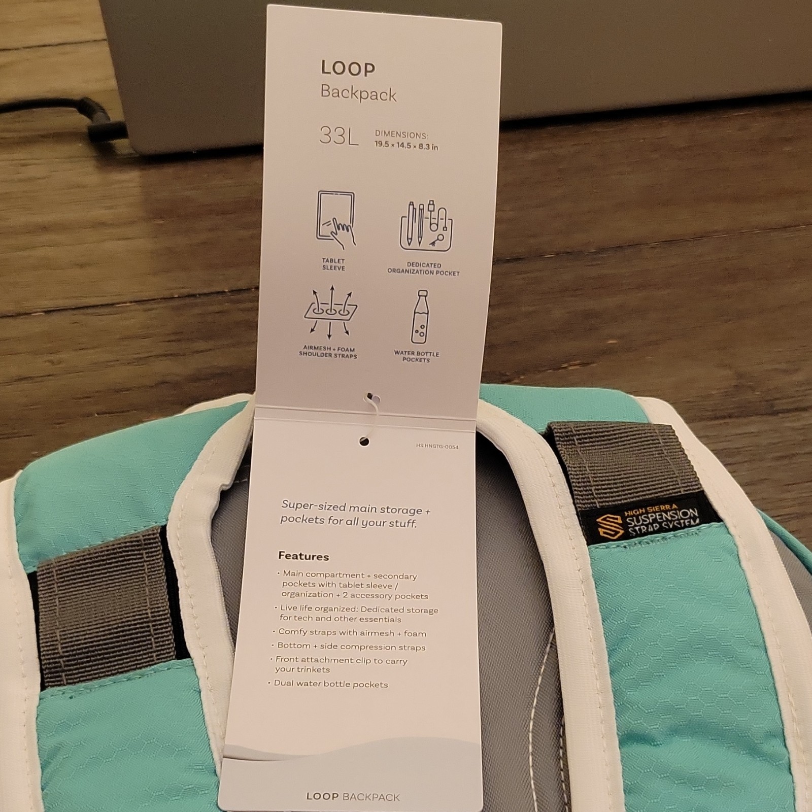 High Sierra Loop Backpack 33L Tablet Sleeve, Bottle Pocket Blue/Gray/White