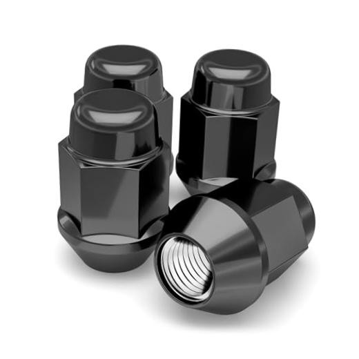 M12x1.50 Black Chrome Bulge Acorn Lug Nut, 4 3/4" Hex 4 Pack ( Black Chrome )