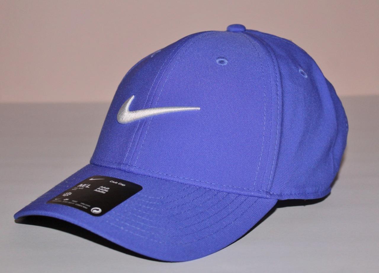 NIKE Periwinkle Blue White Swoosh Logo Adjustable Strapback Baseball Hat Cap *1Z