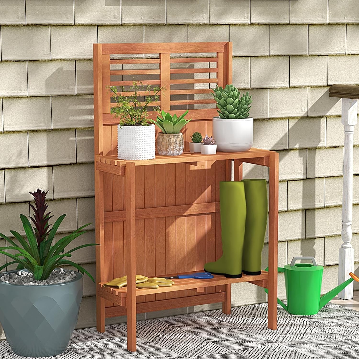 Garden Potting Bench Table Folding Potting Bench Outdoor Workstation