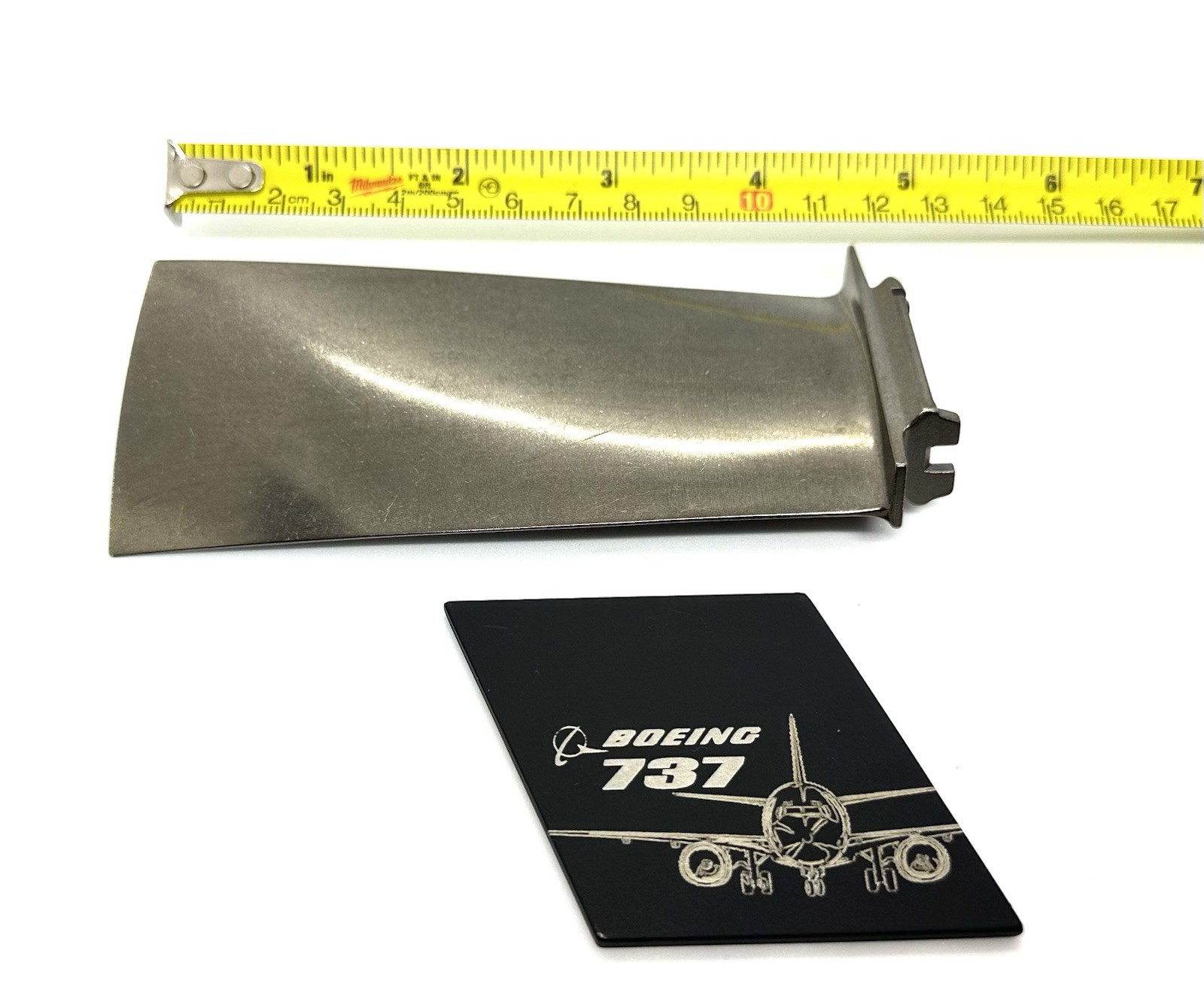 Boeing 737 Titanium Jet Engine Blade. Airline Pilot Gift Flight Sim Model