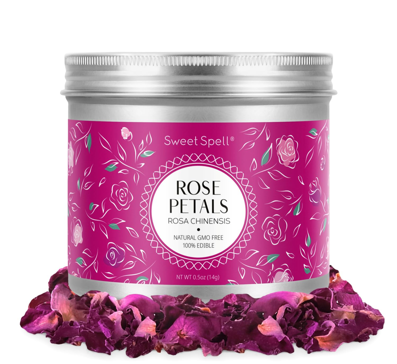 Dried Rose Petals – Edible Flowers for Drinks, Cocktails, and Cake Decoration...