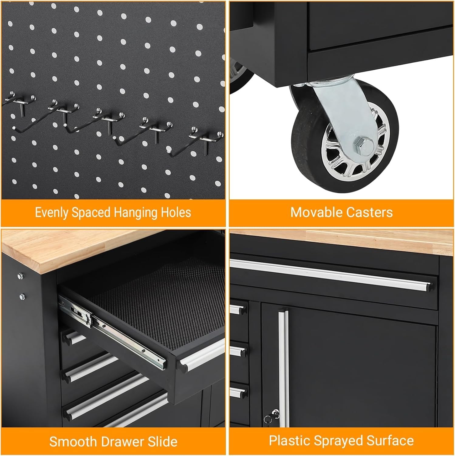10 Drawers 61inch Rolling Tool Chest Garage Workbench Storage Tool Cabinet Strip