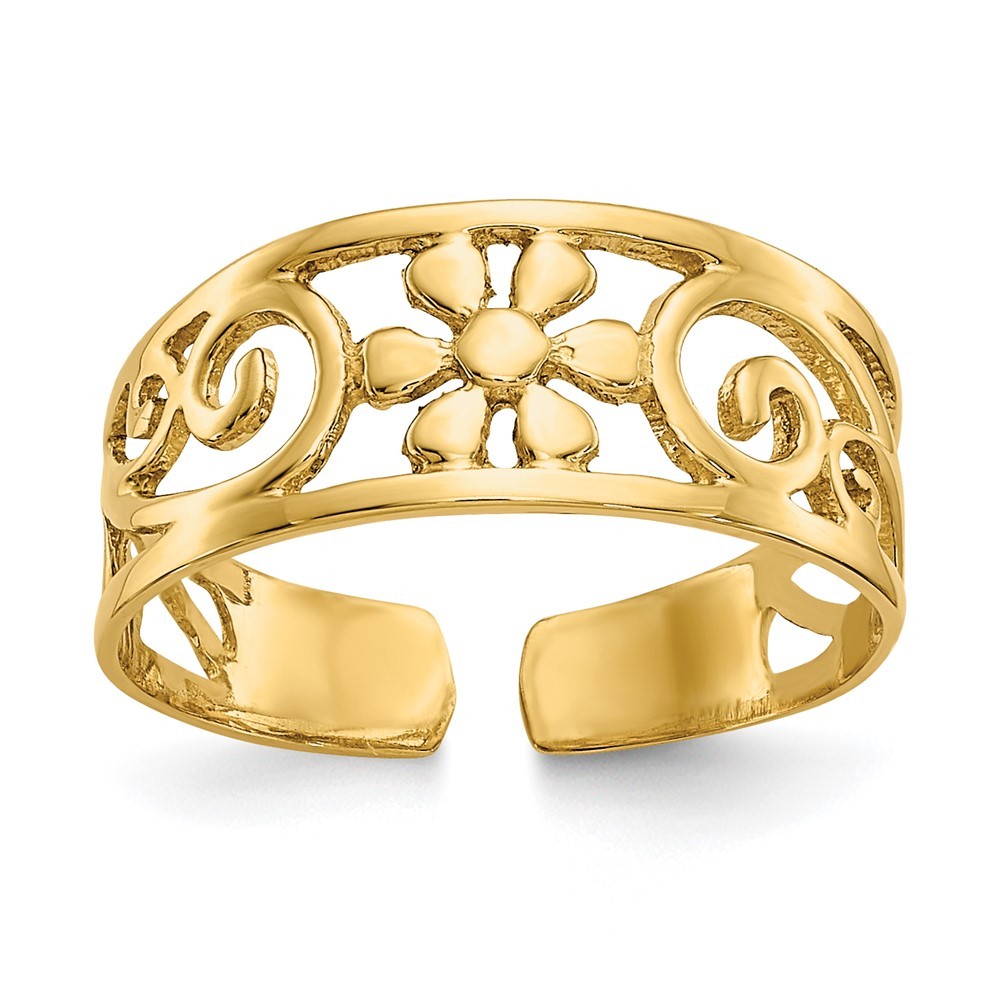 14K Yellow Gold Floral Toe Ring 1.13gram Perfect Gift for Her