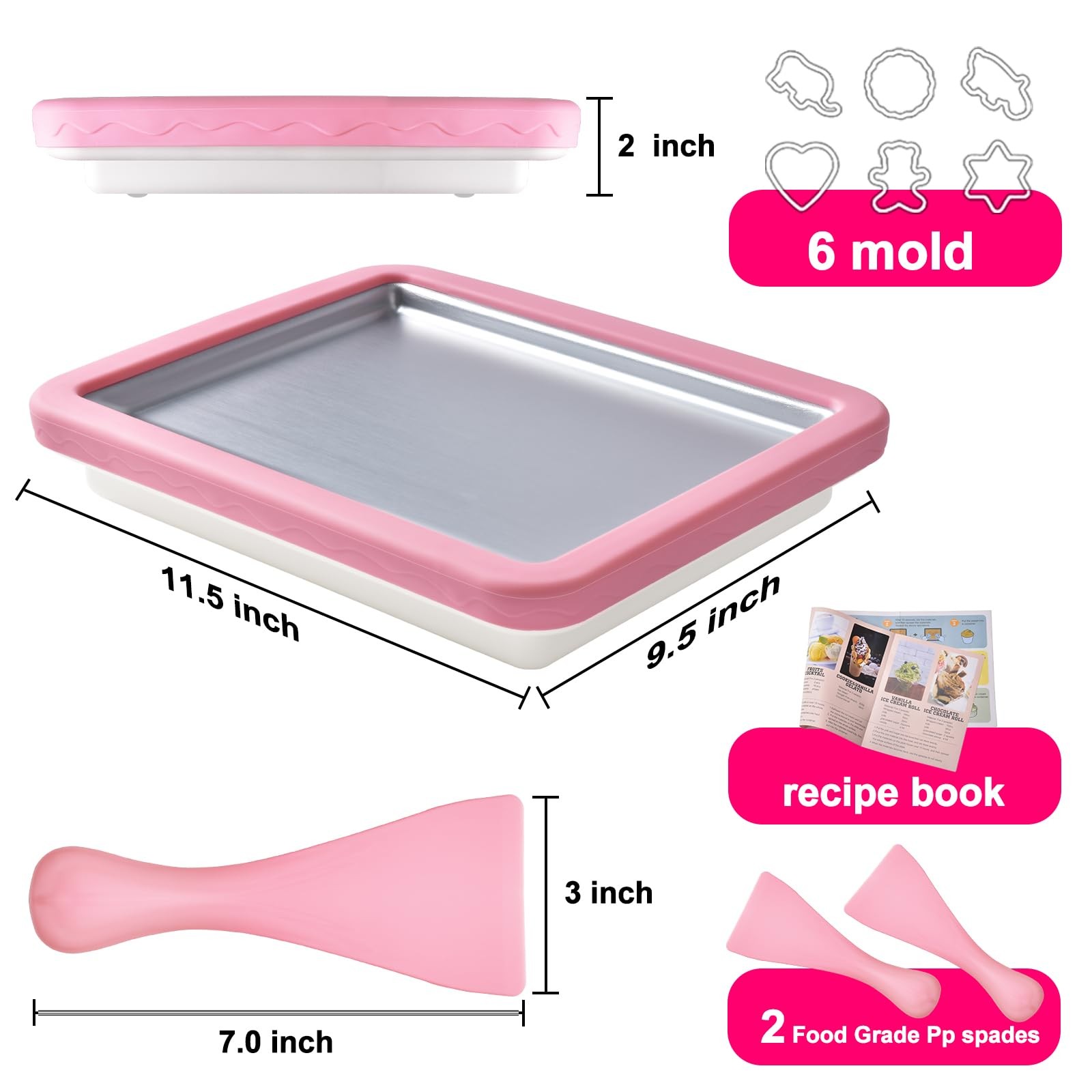 ROEDEER Rolled Ice Cream Maker, Roll Maker Pink&White, Pink&White