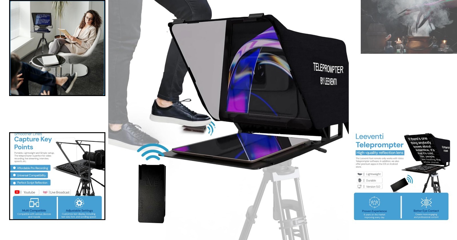 Teleprompter 5.0 with Foot Remote - Convenient for iPad, Tablet & Smartphone Use