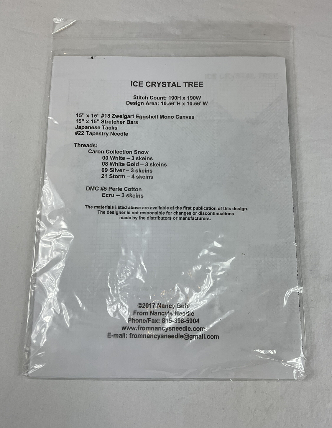 Large Monthly Quilt Series ICE CRYSTAL TREE Nancy's Needle Chart/Instructions
