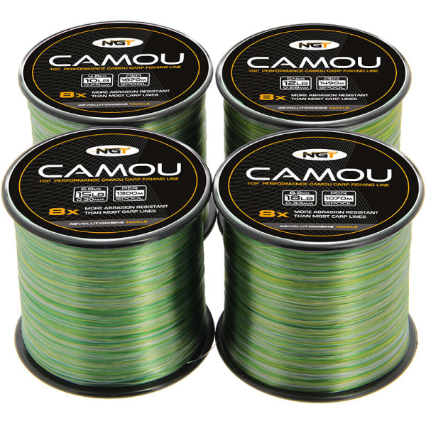 NGT CAMO CARP FISHING MONO LINE BULK SPOOLS 10lb 12lb 15lb 18lb Coarse Fishing