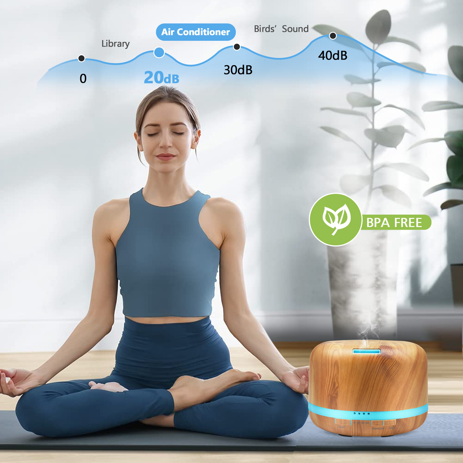 Daroma 500ml Ultrasonic Aroma Diffuser,Remote control,5 In 1cool Mist Humidifier