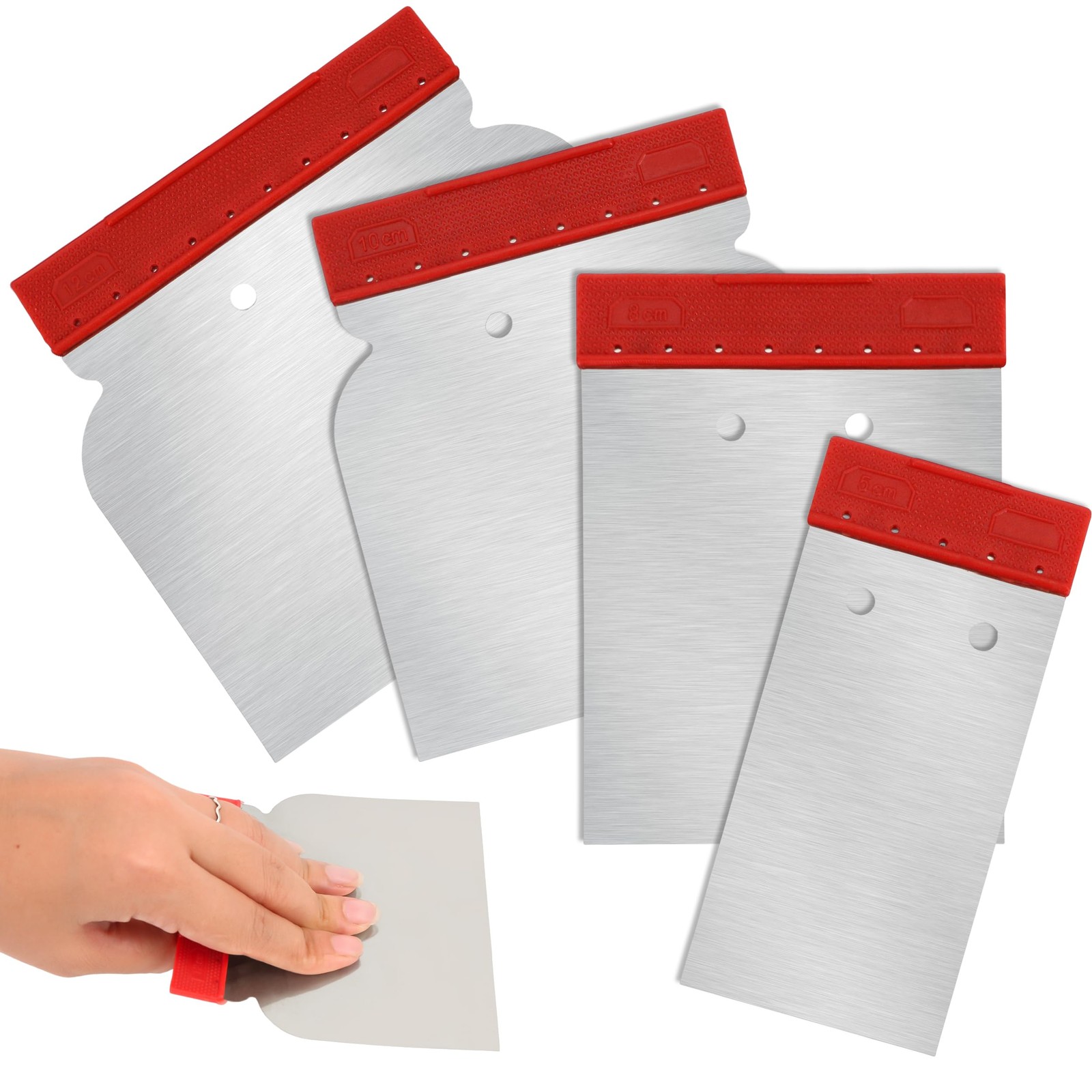 4 Pieces Putty Knife Scraper Set, Stainless Steel Spackle Multipurpose Use Me...