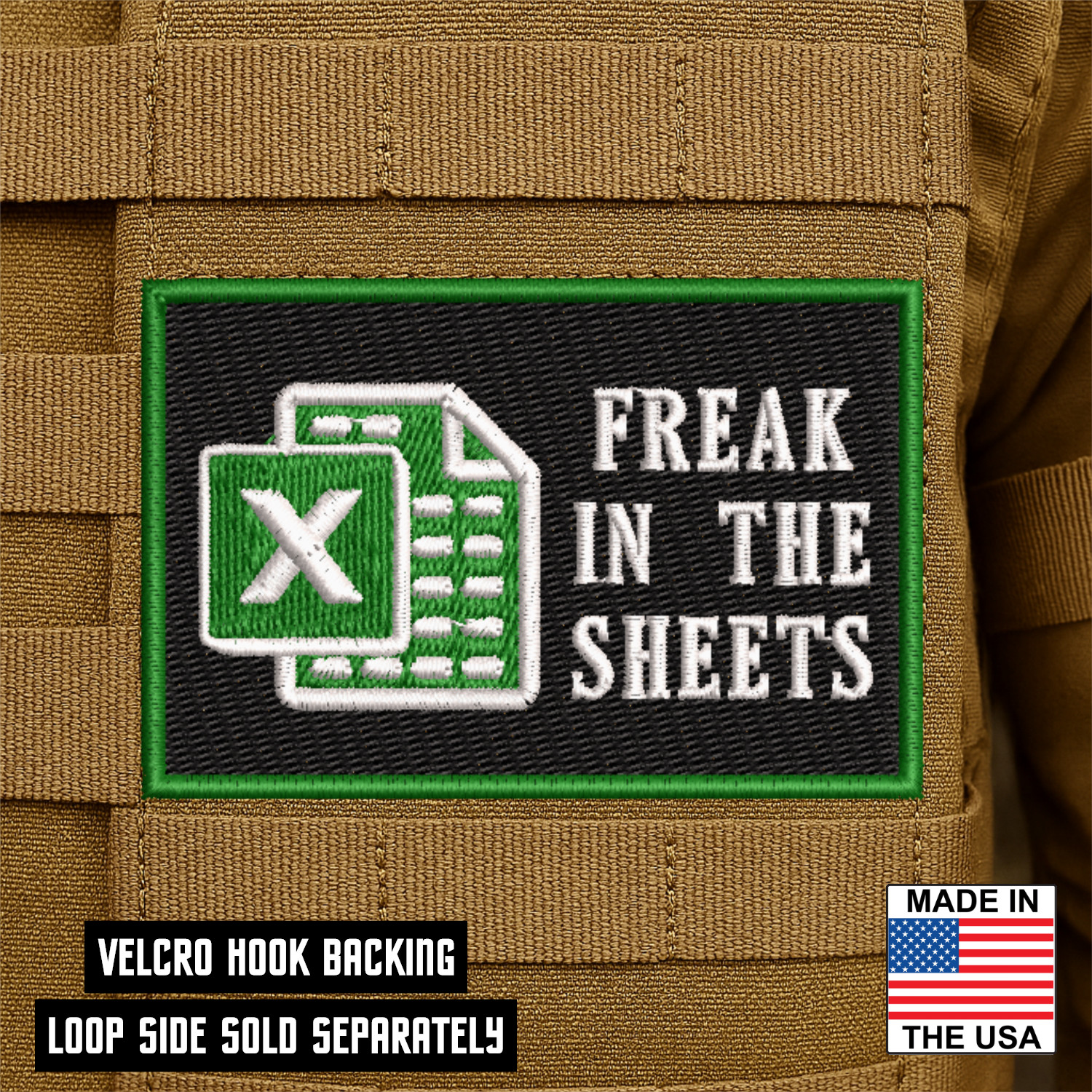 Freak In The Sheets Funny Morale Patch, 2" x 3" Hook & Loop Plate Carrier Patch