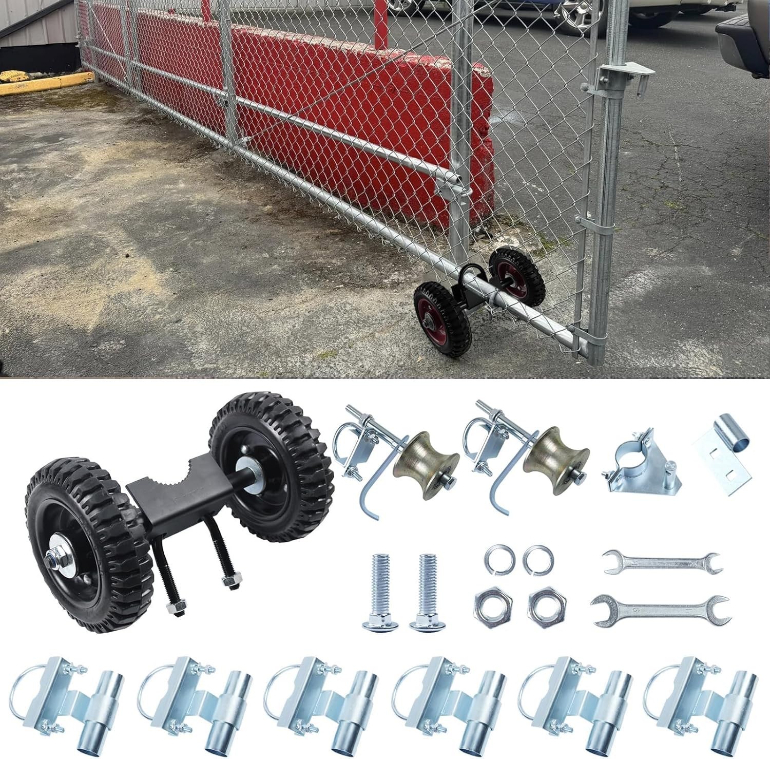 6" Wheels Rolling Gate Hardware Kit for Chain Link Gate | Sliding Gate Hardware
